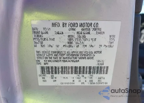 2011 Ford Escape Xlt из США, поврежденный, VIN 1FMCU9D77BKA78288